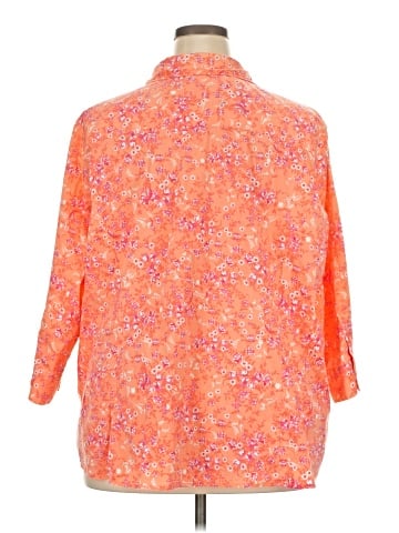 Basic Editions 3/4 Sleeve Button-Down Shirt (view 2)