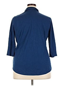 Just My Size 3/4 Sleeve Button-Down Shirt (view 2)