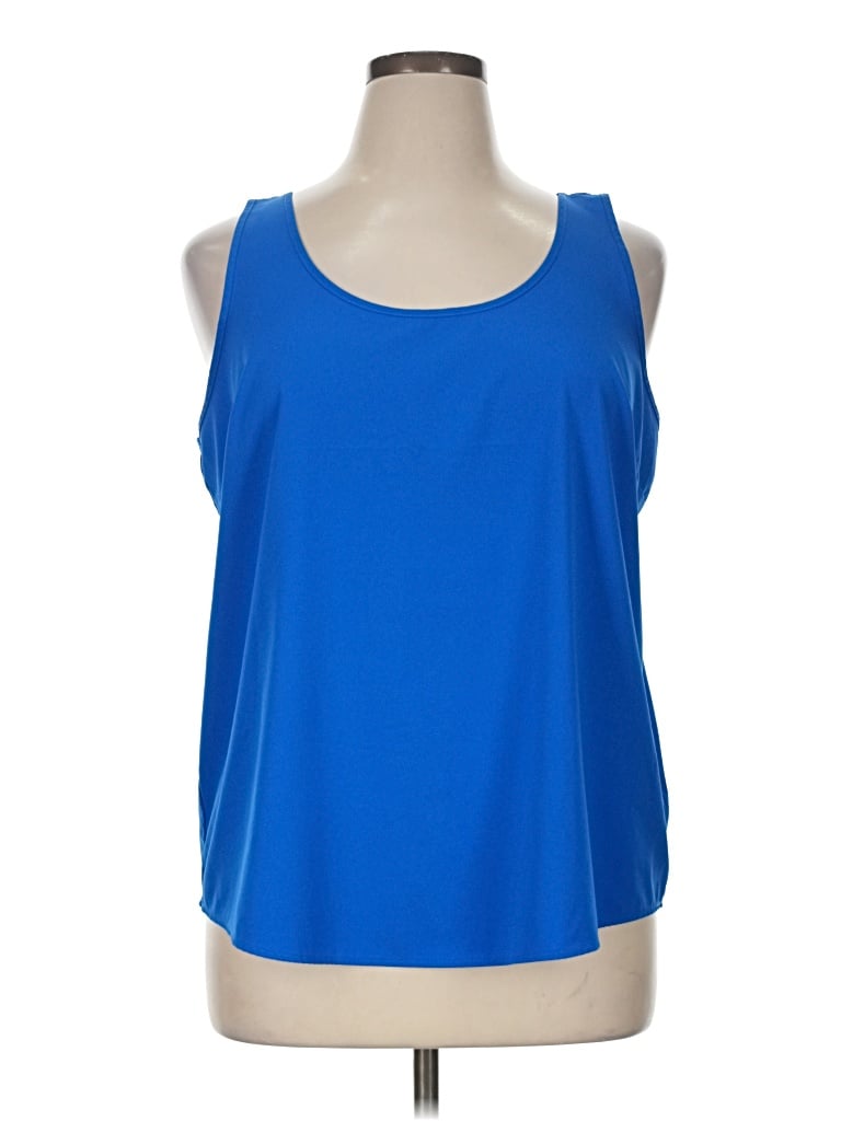 Pre-owned Time And Tru Tank Top Blue Halter Neckline Tops