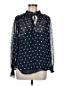 Ann Taylor LOFT Polka Dots Blue Long Sleeve Blouse Size M - photo 1