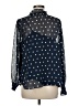 Ann Taylor LOFT Polka Dots Blue Long Sleeve Blouse Size M - photo 2
