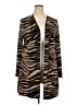 JM Collection Animal Print Zebra Print Multi Color Brown Cardigan Size 2X - photo 1