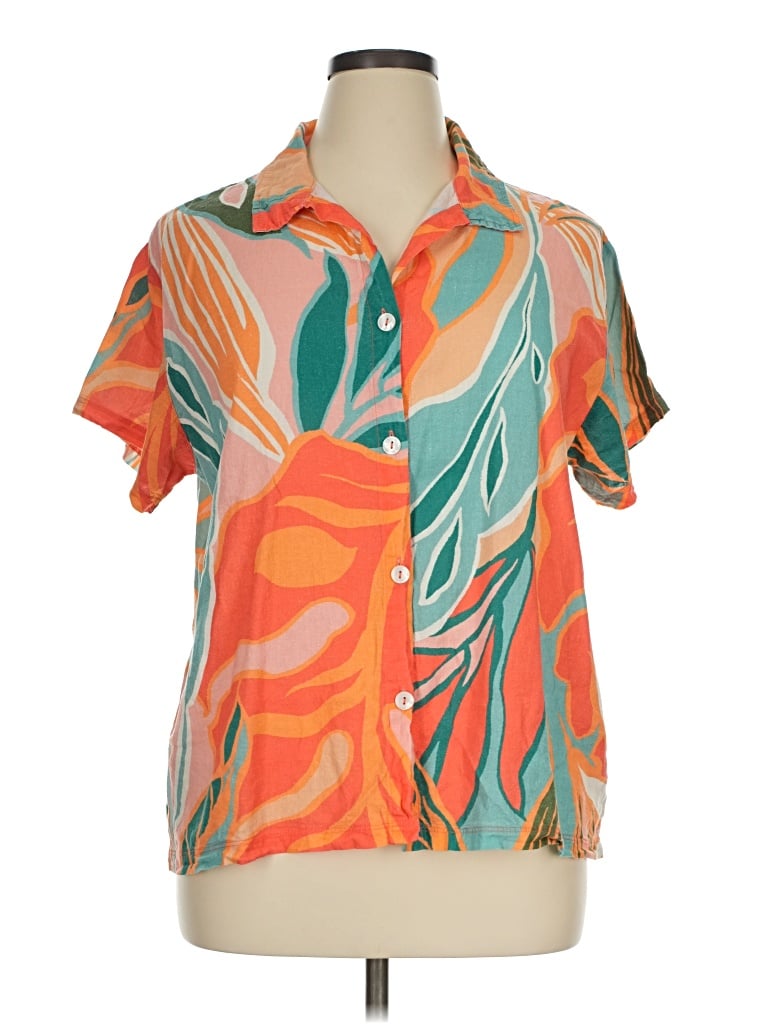 Pre-owned Vitamin A Short Sleeve Blouse In Orange
