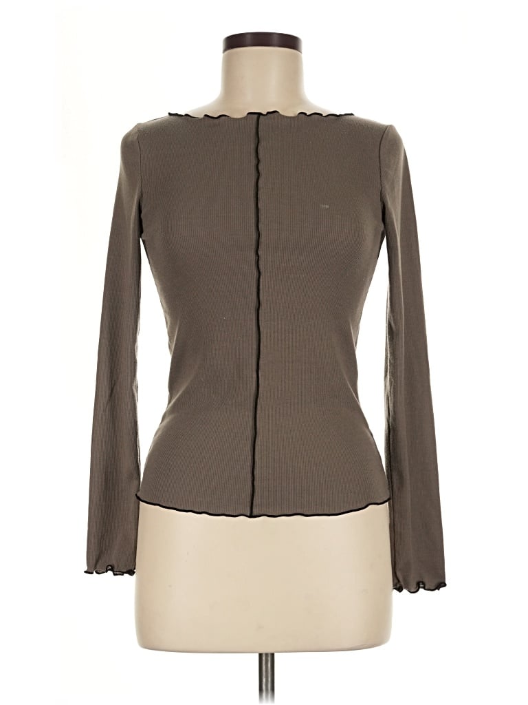 Pre-owned Mng Long Sleeve Top Brown Turtleneck Tops