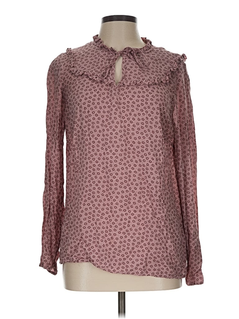 Pre-owned Boden Long Sleeve Blouse In Burgundy
