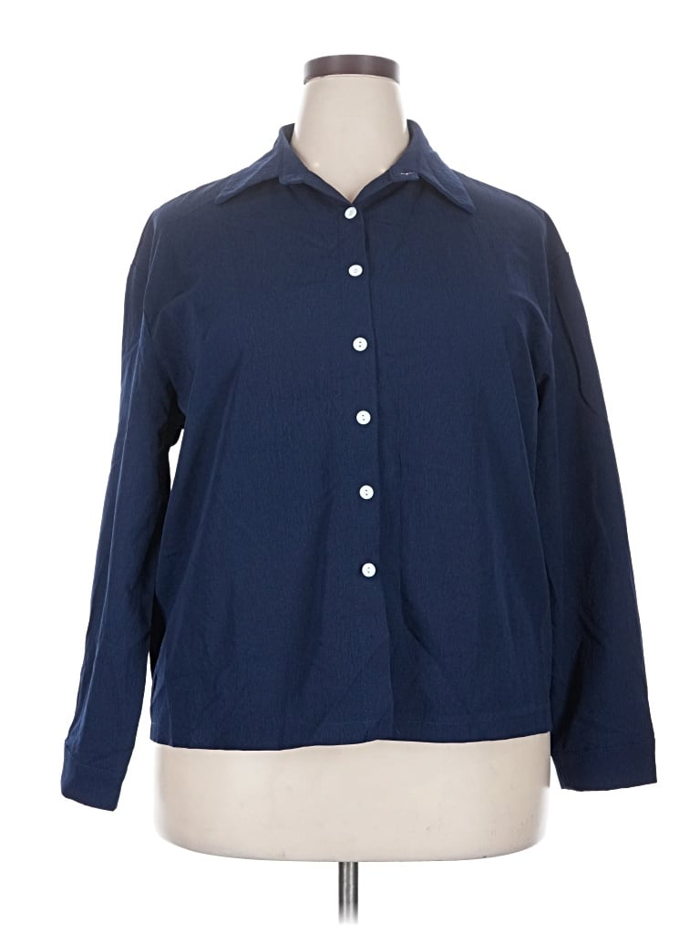 Pre-owned Unbranded Long Sleeve Blouse In Blue