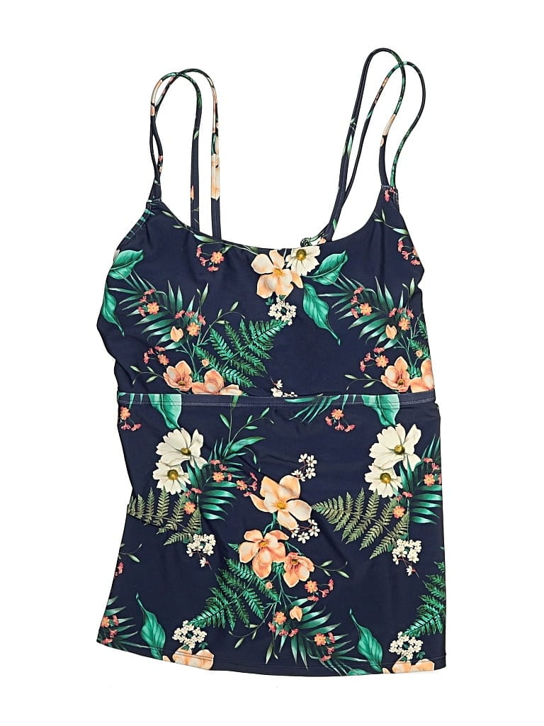 Pre-owned Cupshe Swimsuit Top Blue Floral Pattern Swimwear