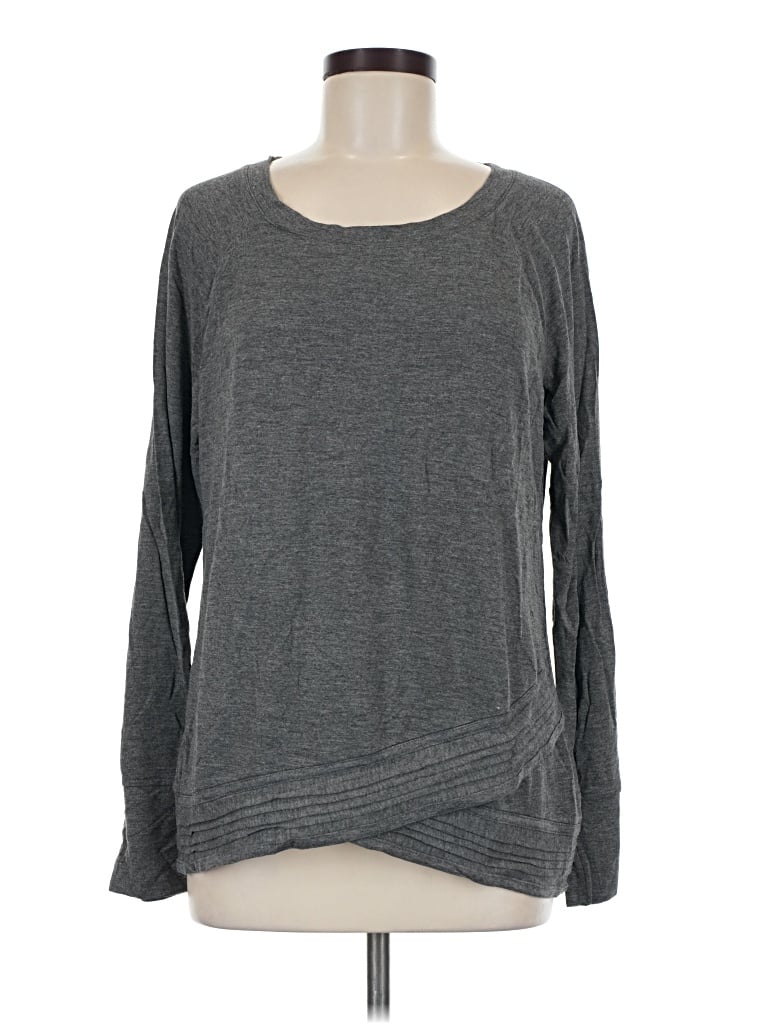 Maurices Long Sleeve Top Gray Crew Neck Tops