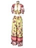 Free People 100% Viscose Paisley Yellow Jumpsuit Size M - photo 2