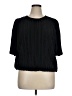 Evereve 100% Polyester Black Short Sleeve Blouse Size XL - photo 1