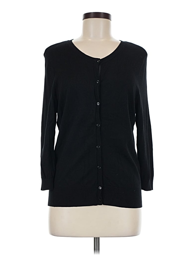Pre-owned Halogen Cardigan Sweater In Black