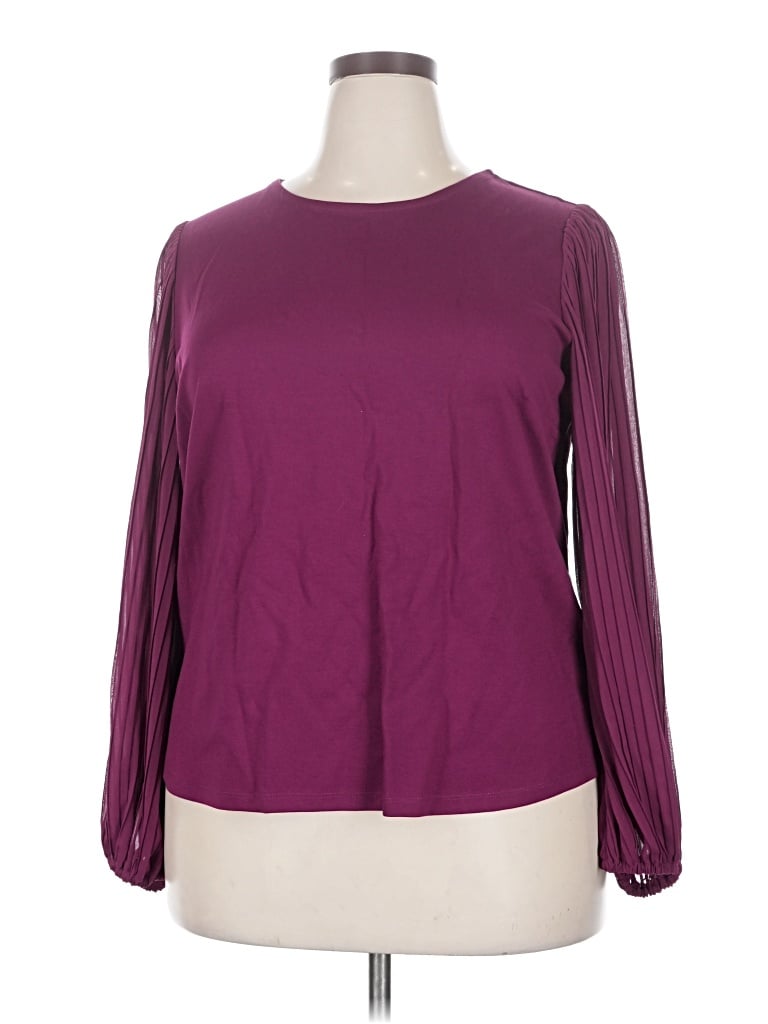 Pre-owned Nine West Long Sleeve Blouse In Purple