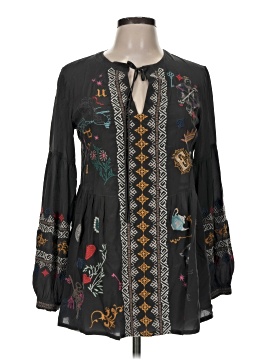 Johnny Was Long Sleeve Silk Top