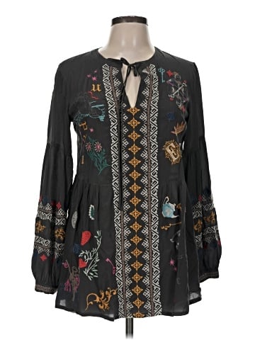 Johnny Was Long Sleeve Silk Top (view 1)