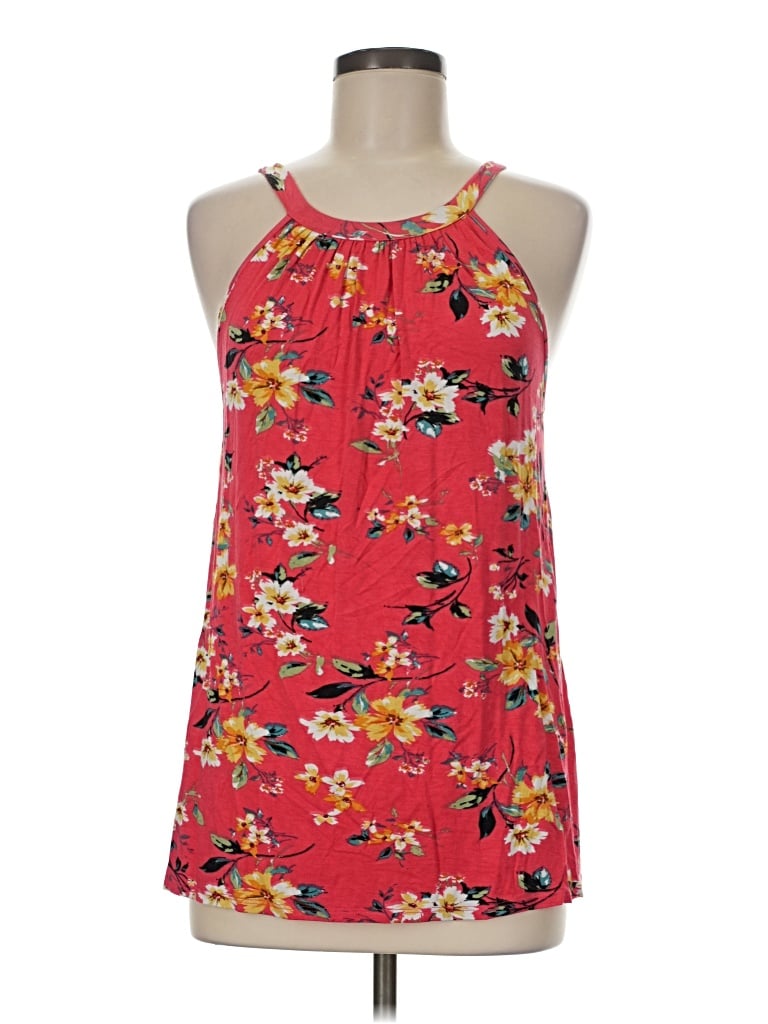 Pre-owned Loveappella Tank Top Red Halter Neckline Tops