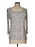 Elle Animal Print Silver 3/4 Sleeve T-Shirt Size L - photo 1
