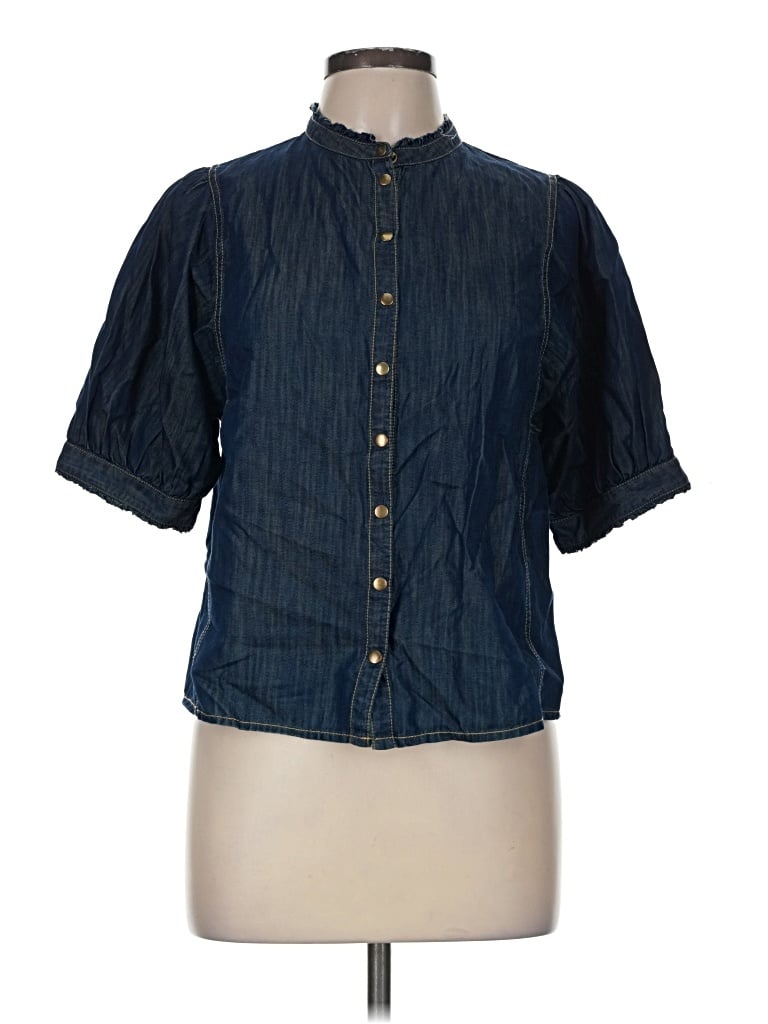 Pre-owned Voyageur By Mersea Short Sleeve Blouse In Blue