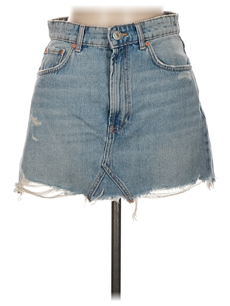 Pre-owned Zara Denim Skirt In Blue