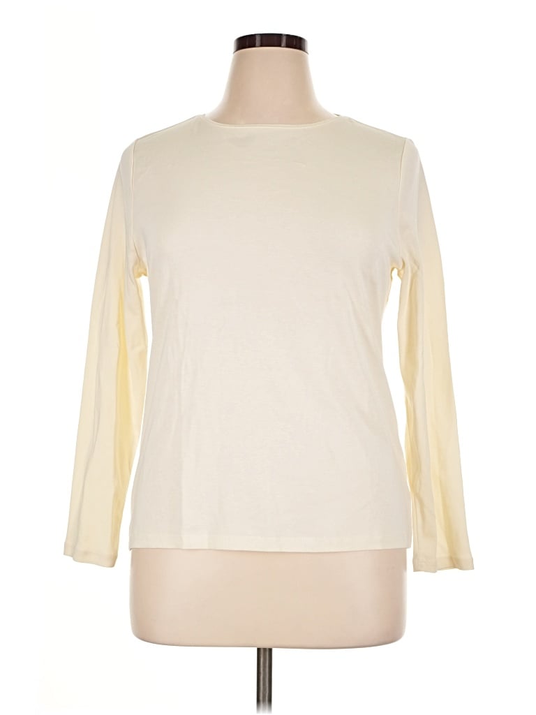 Pre-owned Talbots Long Sleeve Top Ivory Crew Neck Tops