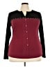 NY Collection Color Block Burgundy Long Sleeve Blouse Size 3X - photo 1