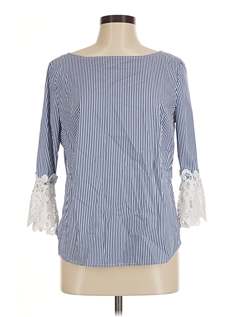 Pre-owned Liz Claiborne Career 3/4 Sleeve Blouse In Blue
