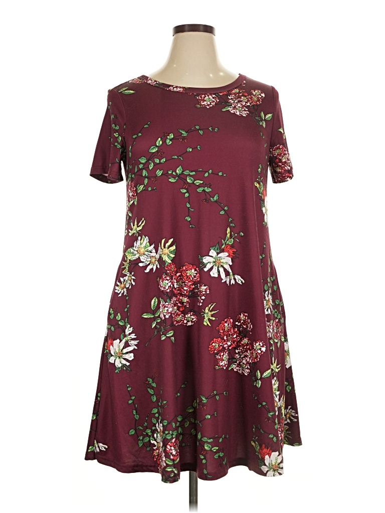 Pre-owned Assorted Brands Casual Dress In Burgundy
