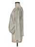 Chenault 100% Polyester Metallic Silver Long Sleeve Blouse Size M - photo 5