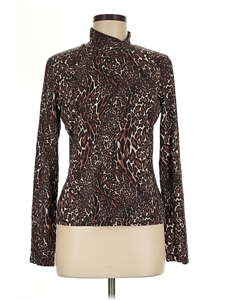 Pre-owned St John Long Sleeve Blouse In Brown