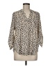 Lush 100% Polyester Animal Print Tan 3/4 Sleeve Blouse Size M - photo 1