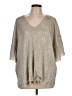 Vanessa Virginia Metallic Silver 3/4 Sleeve Blouse Size L - photo 1