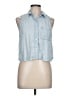 Forever 21 Blue Sleeveless Button-Down Shirt Size L - photo 1