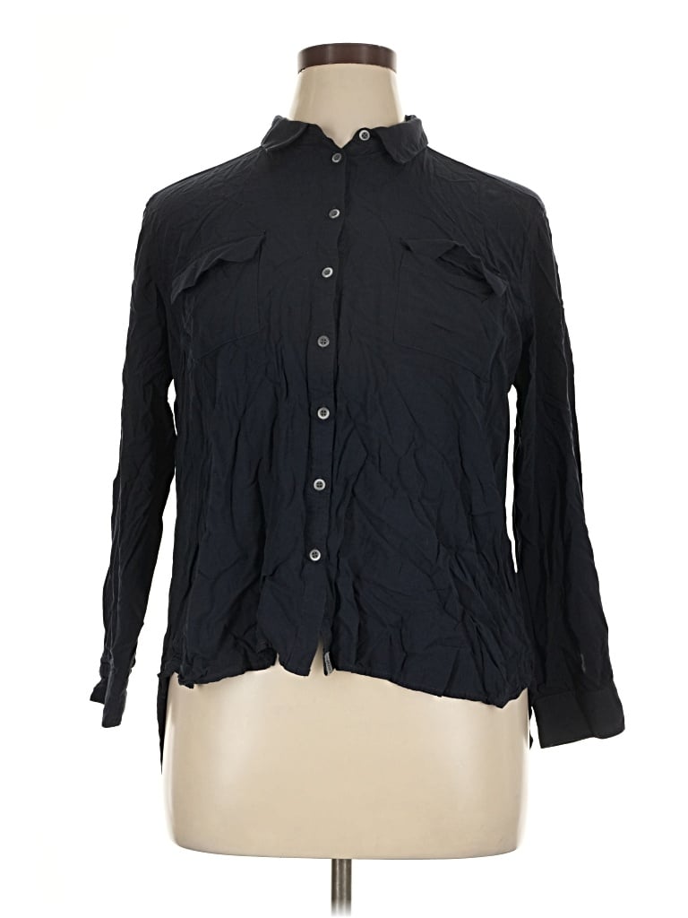 Pre-owned Bass 3/4 Sleeve Button Down Shirt In Black