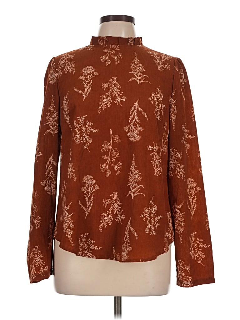Pre-owned Unbranded Long Sleeve Blouse In Brown