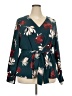 Halogen 100% Polyester Floral Teal Long Sleeve Blouse Size 2X - photo 1