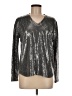 Pure Amici Metallic Silver Long Sleeve Top Size M - photo 1