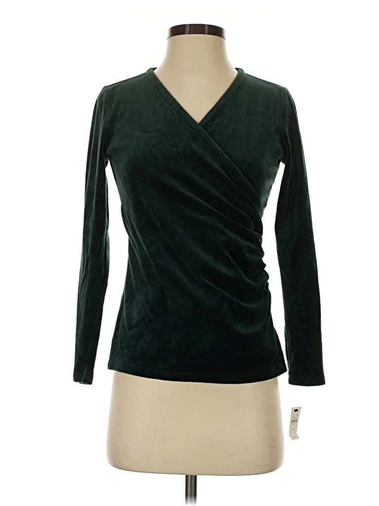 Talbots Long Sleeve Top Green V-neck Tops