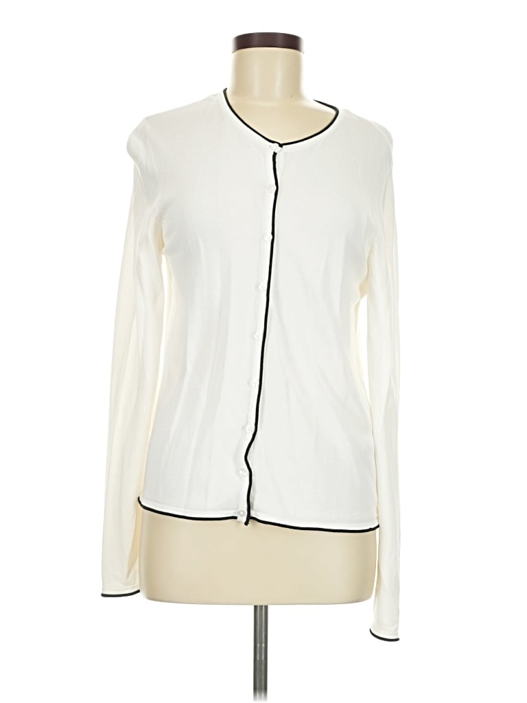 Pre-owned Zara Long Sleeve Top Ivory Keyhole Neckline Tops