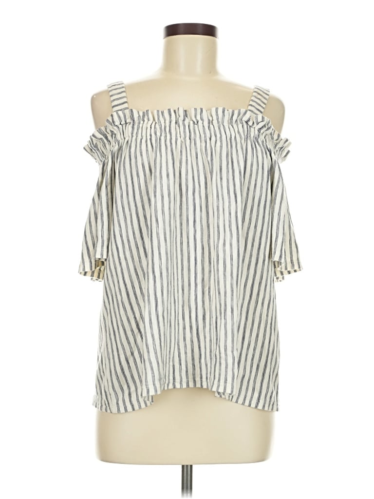 Pre-owned Lucky Brand Short Sleeve Blouse In Ivory
