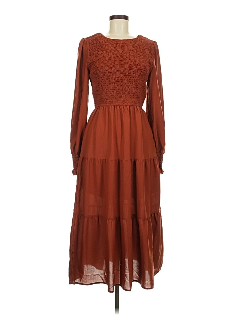 Pre-owned Shein Casual Dress In Brown