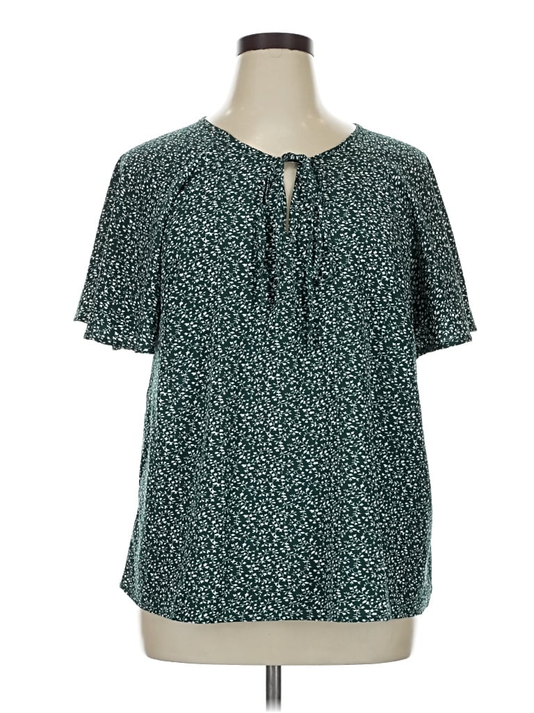Pre-owned Shein Curve Short Sleeve Blouse In Teal