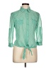 Mine Polka Dots Green 3/4 Sleeve Button-Down Shirt Size L - photo 1