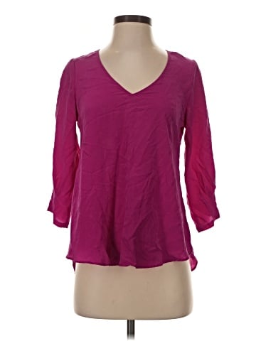 Lavender Brown 3/4 Sleeve Silk Top (view 1)