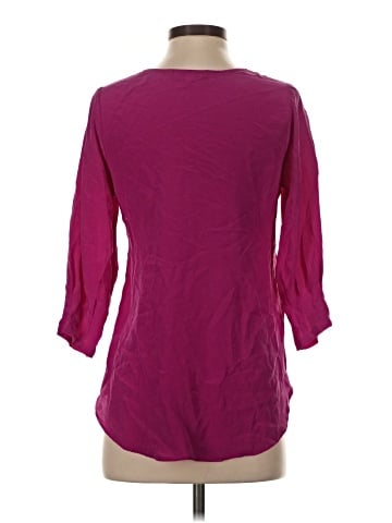 Lavender Brown 3/4 Sleeve Silk Top (view 2)