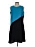 Calvin Klein 100% Polyester Color Block Teal Casual Dress Size 10 - photo 1