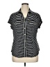 Roz & Ali Stripes Black Short Sleeve Blouse Size XL - photo 1