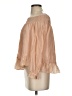 LoveShackFancy 100% Silk Tan 3/4 Sleeve Silk Top Size 2 - photo 5