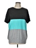 Shein Color Block Teal Short Sleeve T-Shirt Size L - photo 1