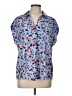 Roz & Ali 100% Polyester Floral Blue Short Sleeve Blouse Size L - photo 1