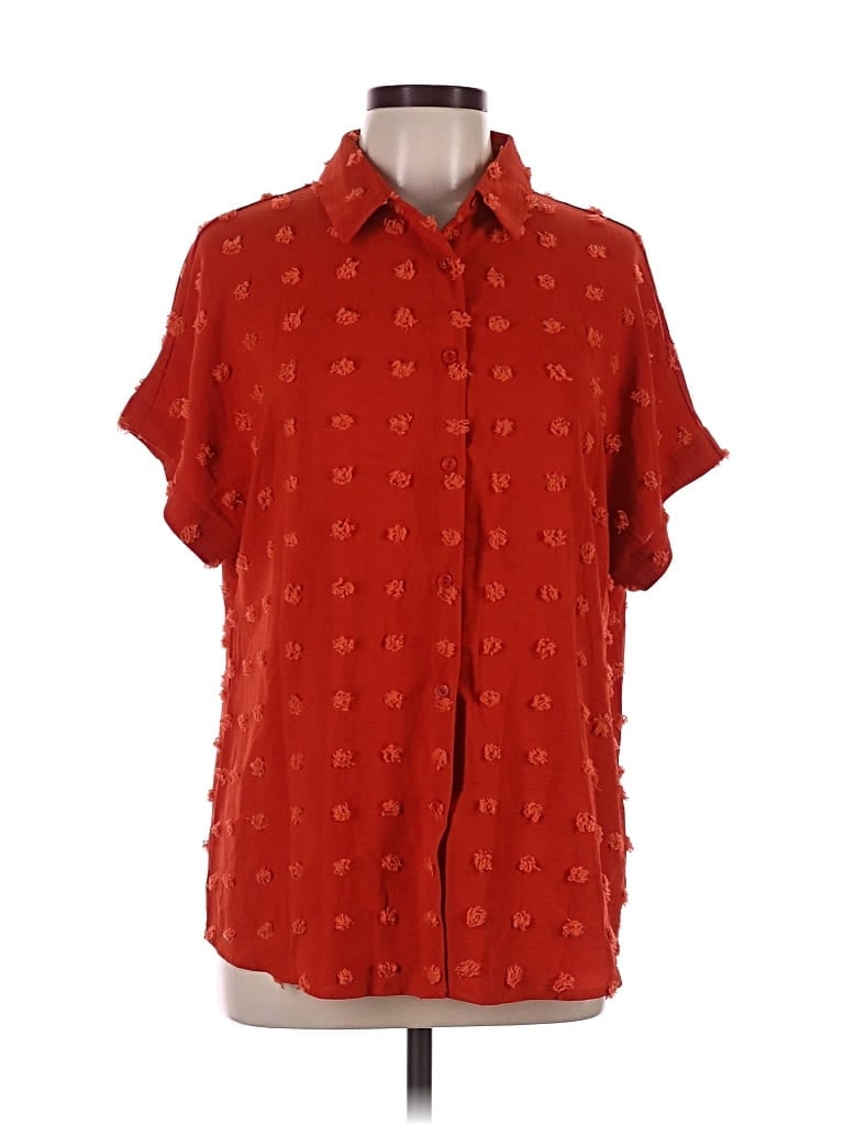 Pre-owned Unbranded Short Sleeve Blouse In Red