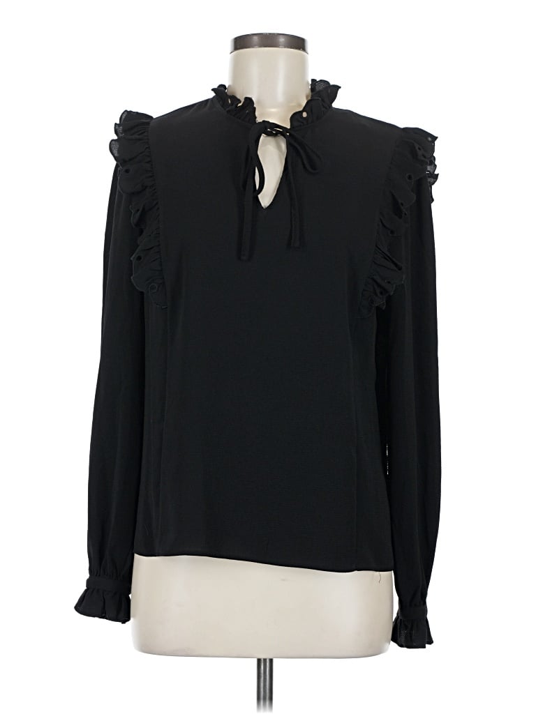 Pre-owned Cece Long Sleeve Blouse In Black
